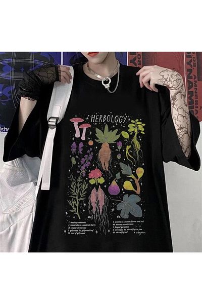 Touz Μπλουζάκι Niiss Boutique Gothic Herbology Unisex Oversize