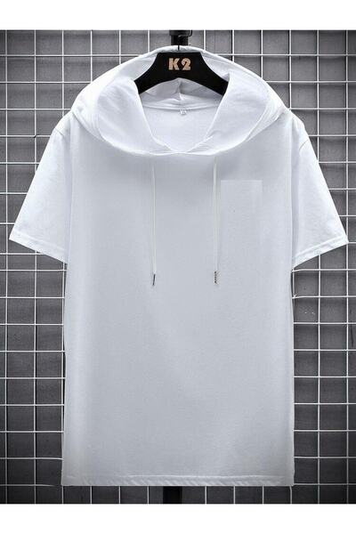 İmpavido Beyaz Kapüşonlu T-şhirt