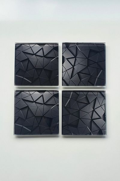 Decorita Glass Coaster| Set of 4 Anthracite Crystal| 10cm X 10cm
