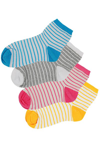 A CLASSE Pack of 4 Colorful Striped Mini Socket Women's Socks