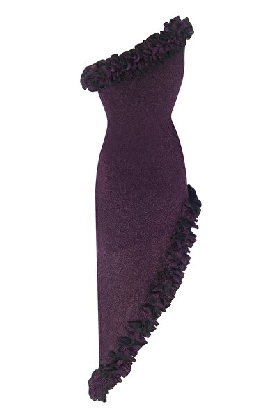 Nur Karaata Florentina Long Sparkle Purple Elbise