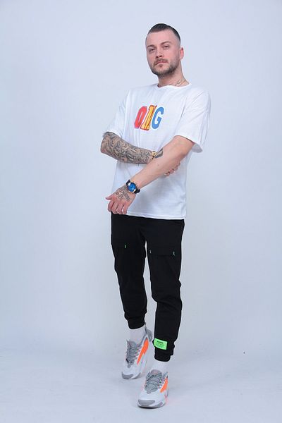 MODAGEN Μπλουζάκι Unisex White Omg Print Oversize