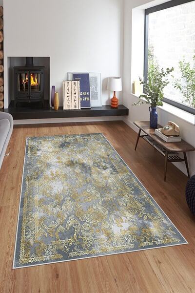 on the clouds Mavi Zemin Osmanlı Motifler Yıkanabilir Kaymaz Taban Leke Tutma...