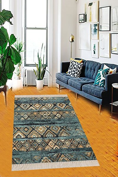 on the clouds Renkli Geometrik Karo Desenli Dijital Baskı Yıkanabilir Kaymaz ...