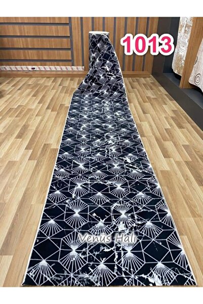 Venüs Siyah Beyaz Ağ Desenli Kaymaz Yıkanabilir Ince Rulo Kesilebilir Jel Halı