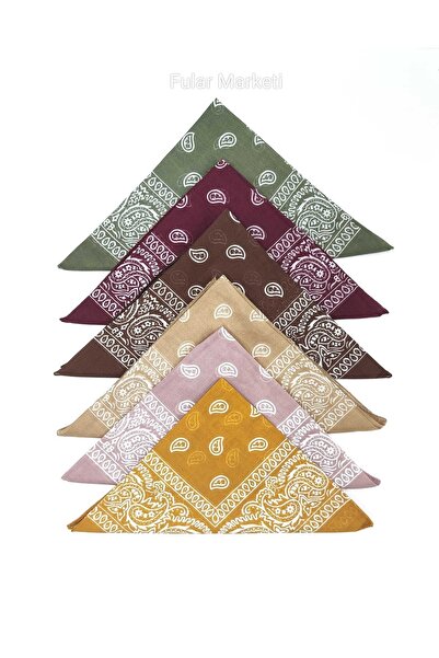 Fular Marketi 100% قطن أصلي خصم كبير 6 قطع بسعر 4 باندانا منقوشة عرقيًا