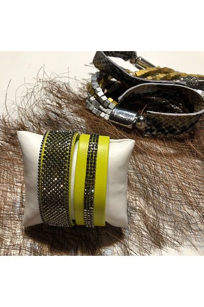 AGG TASARIM Green 2-Piece Leather Bracelet