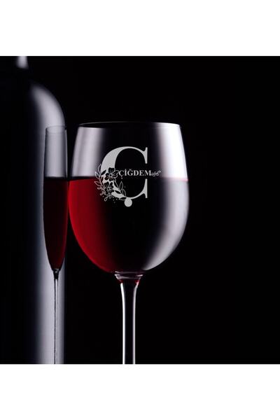 BK Kişiye Özel Ç Baş Harfli Ve Isimli Şarap Kadehi