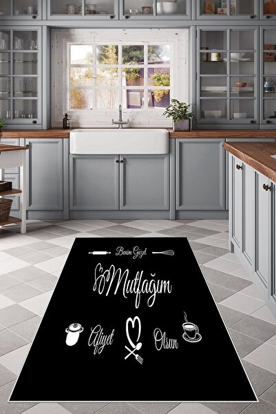 on the clouds Siyah Benim Güzel Mutfağım Yıkanabilir Kaymaz Taban Leke Tutmaz...