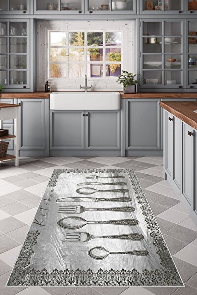 on the clouds Gri Çatal Bıçak Kaşık Figürlü Yıkanabilir Kaymaz Taban Leke Tut...