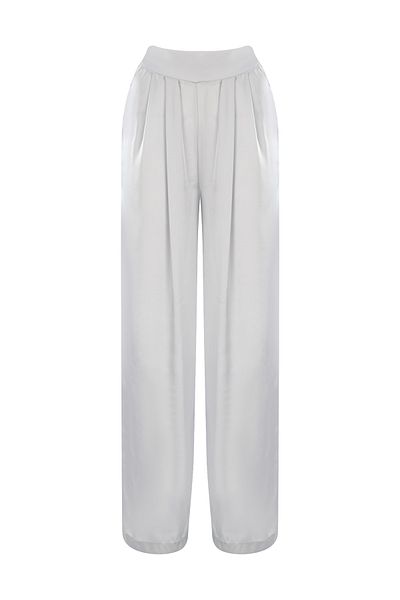 La Sarta Pantaloni palazzo din satin de mătase gri Mytilie