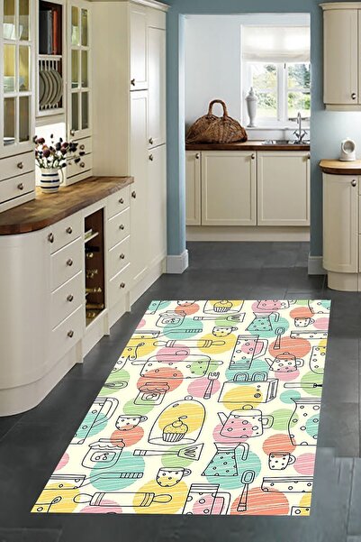 on the clouds Kitchen Desenli Renkli Dijital Baskılı Kaymaz Taban Yıkanabilir...