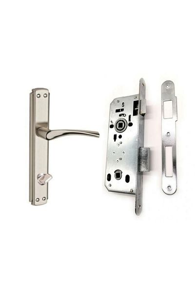 ARON Brawo Mirrored Bathroom-WC Handle Right - 40mm Oval Mirror Bathroom-WC Lock Set Set of 2