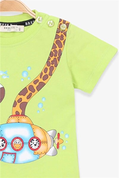 Breeze Boy's Shorts Suit Giraffe Printed Pistachio Green Modi