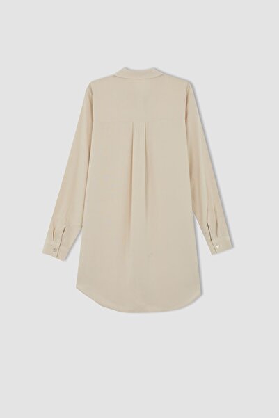 DeFacto Regular Fit hosszú ujjú ráncos viszkóz ingtunika