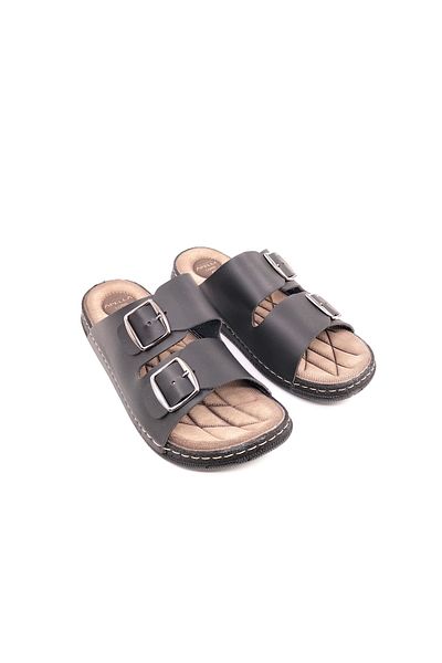Apella Lord Double Buckle Black Men's Slippers