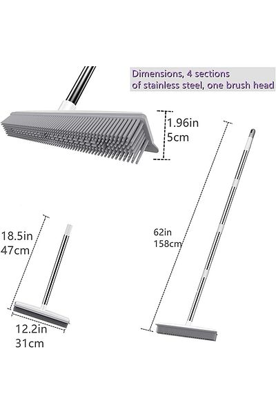 Hansel Rake Patterned Rubber Vacuum Cleaner - 4 Function Stainless Carpet Hair Cleaning Vacuum Cleaner