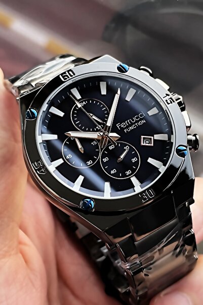 Ferrucci Function Erkek Kol Saati 3 Atm Su Geçirmez Füme Renk Çelik Kordon Bileklik Elg647