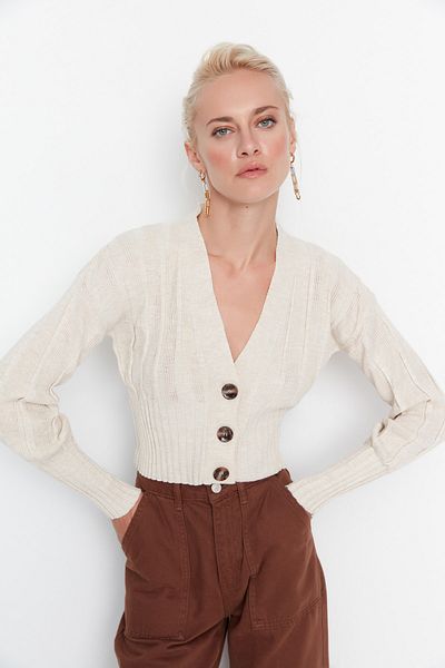 Trendyol Collection Πλεκτή Ζακέτα Stone Crop TWOAW22HI0822