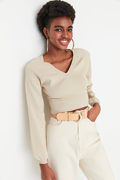 Trendyol Collection Pletený svetr s výstřihem do V