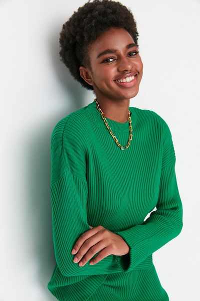 Trendyol Collection Green Low Sleeve Knitwear Top and Bottom Set TWOAW23AU00086