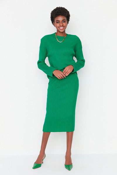 Trendyol Collection Green Low Sleeve Knitwear Top and Bottom Set TWOAW23AU00086