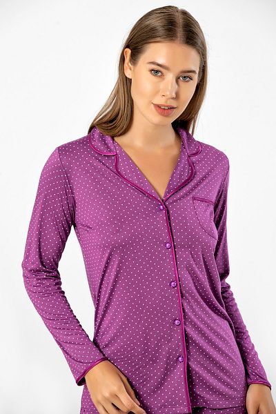 TÜREN 3363 Women's Polka Dot Long Sleeve Pajama Set