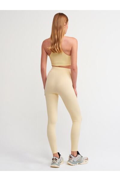 Dilvin 7947 Detailné pančuchové nohavice na zips-žlté