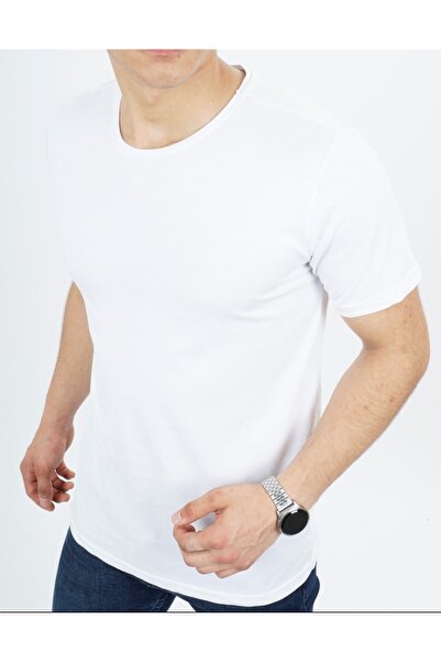 MODA Erkek Oversıze Rahat Kalıp Comfort T-shırt Düz Renk Basic Yuvarlak Bisik...
