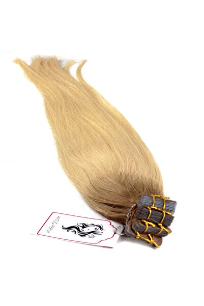 AYTUĞ PERUK %100 Doğal Saç / Micro Bant Kaynak / Küllü Kumral, Platin Ombreli / 20 Adet / 70 Cm / A+ Plus