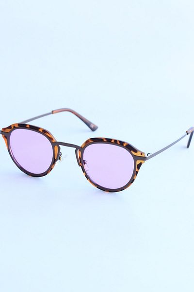 LUNA Eyewear Anastasia Brown Leopard Oval Frame Purple Glass Unisex Uv400 Sunglasses