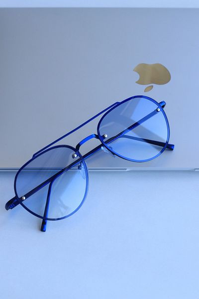 LOOKUP NEW Mary Metal Blue Drop Type Frame Gradient Glass Unisex Uv400 Sunglasses