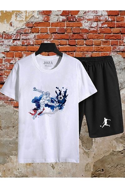 Joza Outdoors Unisex Footballer Printed 2-Pece Oversize T-Shirt Σετ σορτς