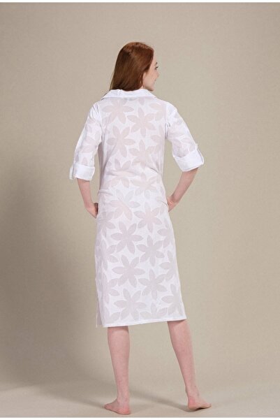 Bohemian Beyaz Brode Gömlek Elbise