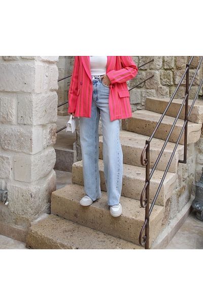 LİMABEL Pantaloni Palazzo de blugi cu talie super înaltă, cu picioare largi, din Lycra, pentru femei