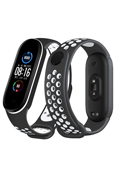 UnDePlus Xiaomi Mi Band 5 / Mi Band 6 Uyumlu Delikli Renkli Silikon Kordon Ni...