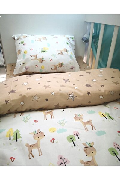 Babynia 100% Cotton Children's Pillow Sheet Quilt Karaca Brown Star 100x200 M...