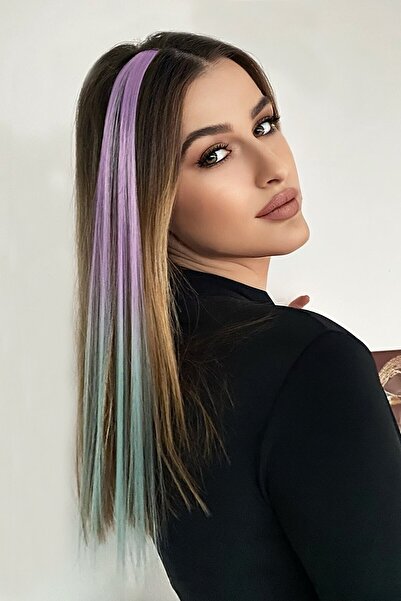 CERSAL Lilac Turquoise Ombre Snap Side Hairpiece 50 cm
