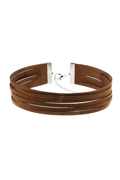 Bijustore Brown Suede Women's Choker Necklace