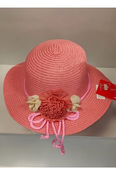 Kitti Arıcı Store New Season Soft Pink Color 6-12 Years Old Children's Straw Hat