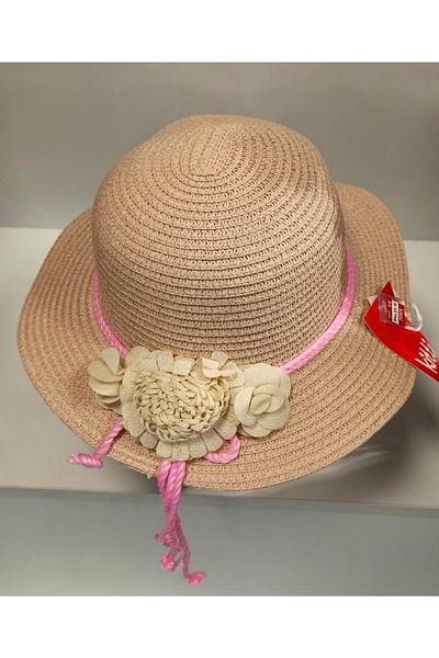 Kitti Arıcı Store New Season Powder Color 6-12 Years Old Children's Straw Hat