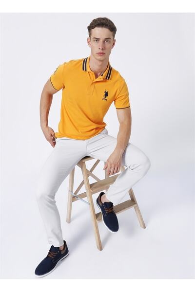 U.S. Polo Assn. ΒΑΣΗ. Ανδρικό μπλουζάκι Polo Assn Polo Neck - Κίτρινο, GSD01IY22