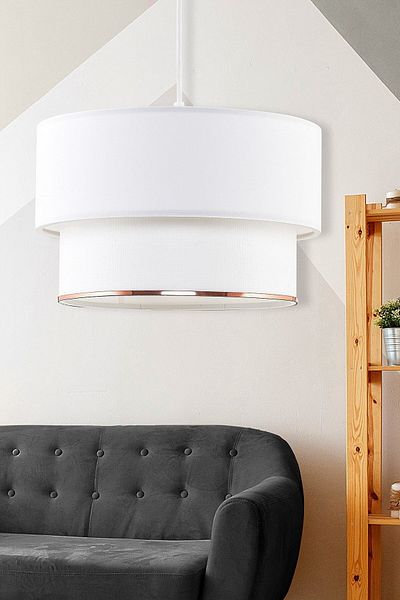 Emg DesiGn White Single Strip Modern Fabric Cake Chandelier