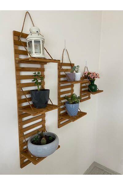 KOVANCI Ahşap Saksılık Raf Takımı Havluluk Çiçeklik