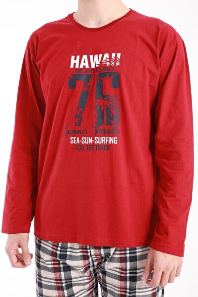 TAMPAP Erkek Baskılı Pijama Takımı Uzun Kollu Erkek Pijama Takımı Uzun Kollu Pijama Takımı Erkek Pijaması