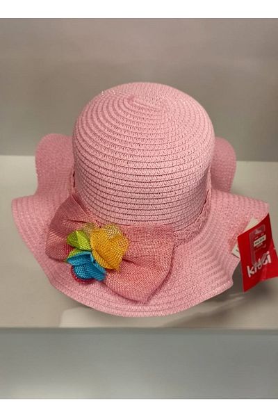 Kitti Arıcı Store New Season Pink Color 6-12 Years Old Children's Straw Hat