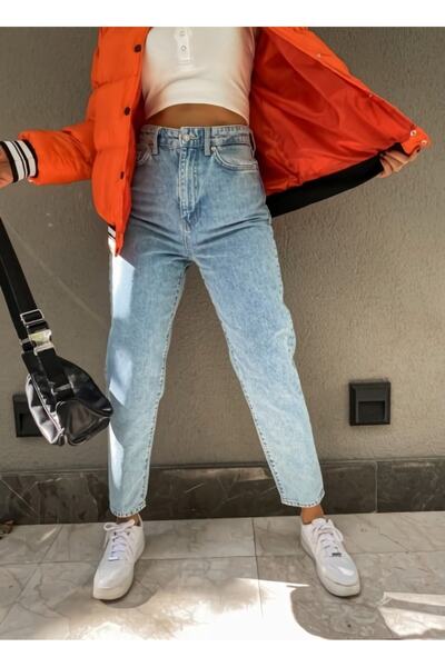 SANTA BELLA صوفيا X باور ليكرا - جينز أمي بوي فريند الأزرق، غسول الثلج والتجميع