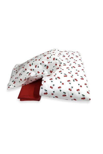 Babynia 100% Cotton Baby Girl Duvet Cover Set 100x150 Cherry Red