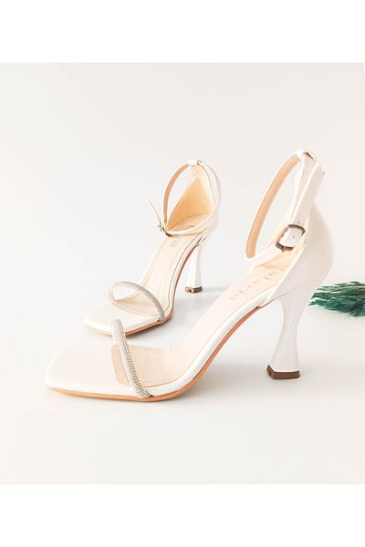 GDT Ayakkabı Pantofi de seară pentru femei Skin White Single Strap Stone