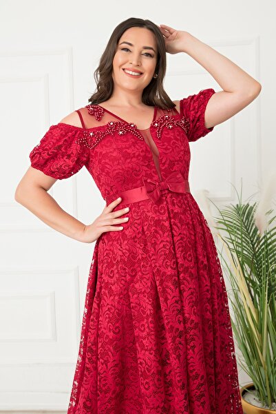 PULLIMM Βραδινό φόρεμα με μακρύ μανίκι καρπούζι 13296